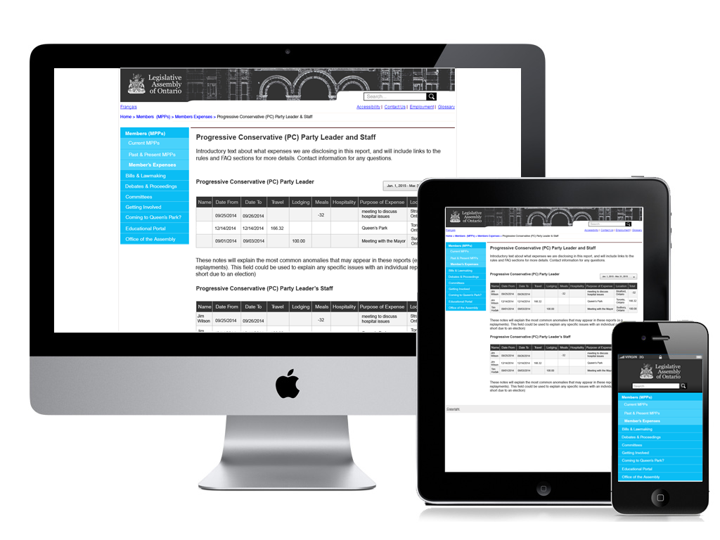 responsive design featuring desktop, tablet and mobile versions