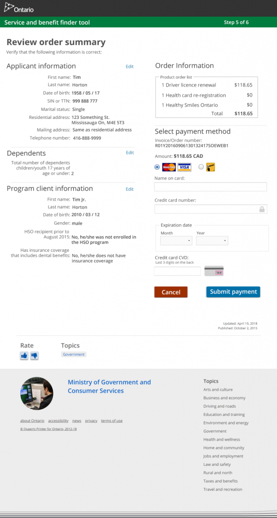 step 5 Credit card payment form